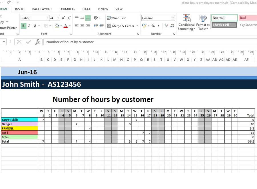 Excel Board pro Kunden