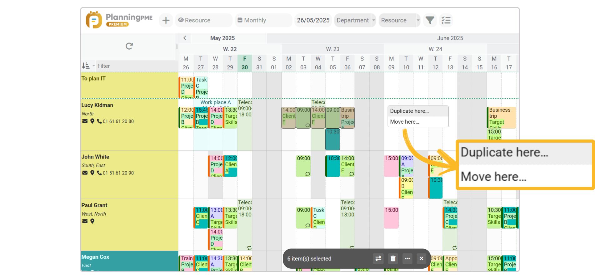 Mehrere Ereignisse duplizieren oder verschieben