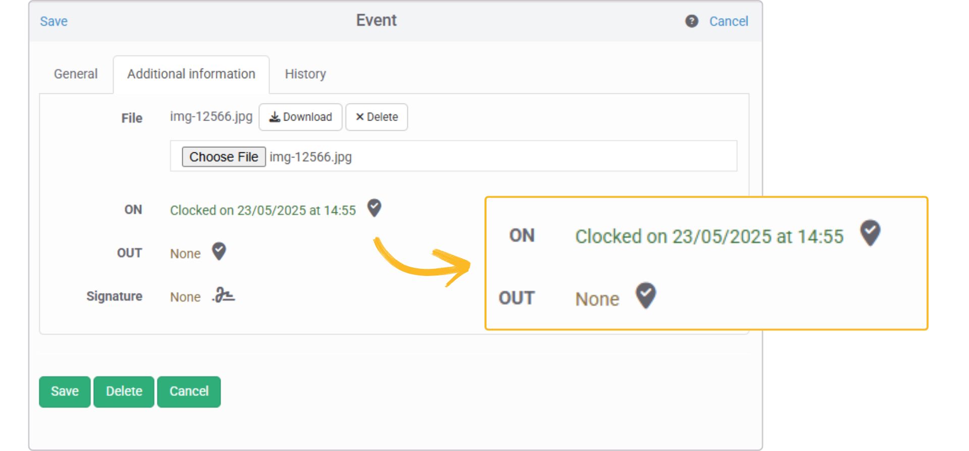 Check-in mit Geolokalisierung