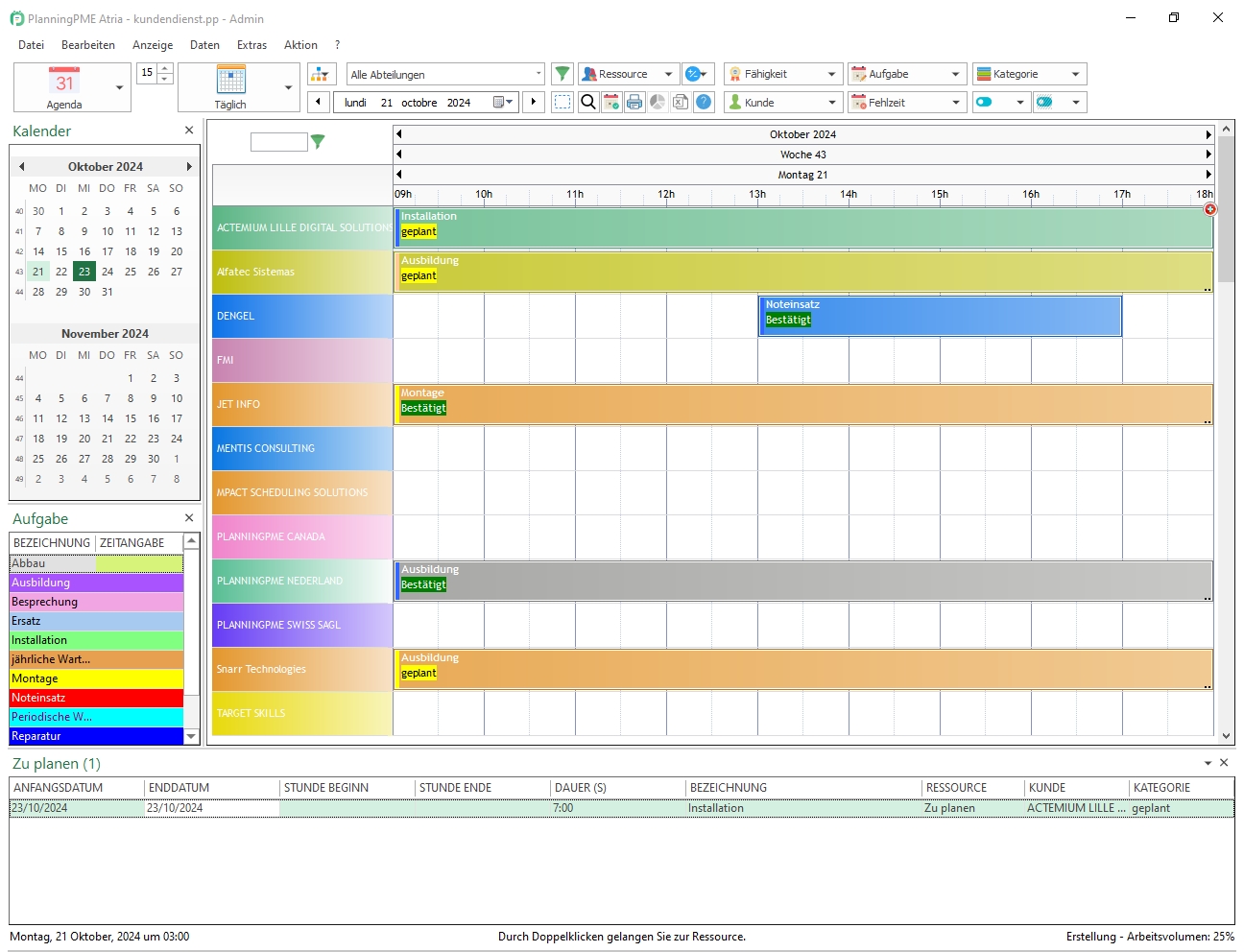 Status: geplant, bestätigt, erledigt