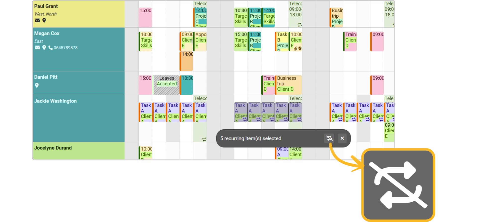 Die Wiederholung einer Gruppe von Ereignissen im Zeitplan aufheben