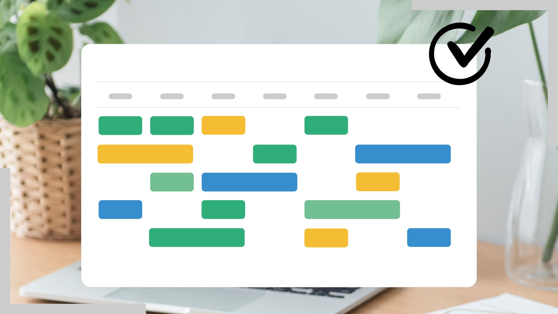 Illustration eines Wochenplans mit farbig markierten Aufgaben von Montag bis Sonntag